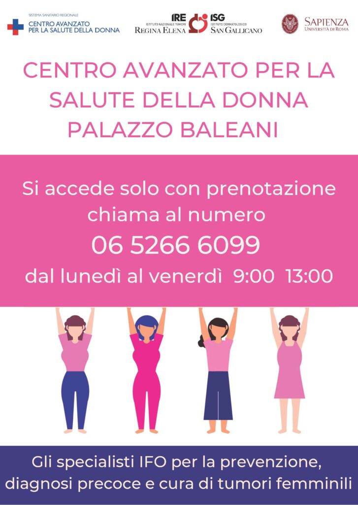 Attivo il numero dedicato del Centro Avanzato per la Salute della Donna di Palazzo Baleani per prenotare e accedere in sicurezza alle attività cliniche