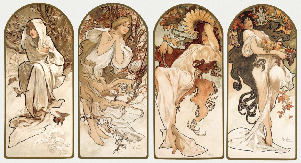 Le Stagioni di Alphonse Maria Mucha's The Seasons (1897), The Art Institute of Chicago. 