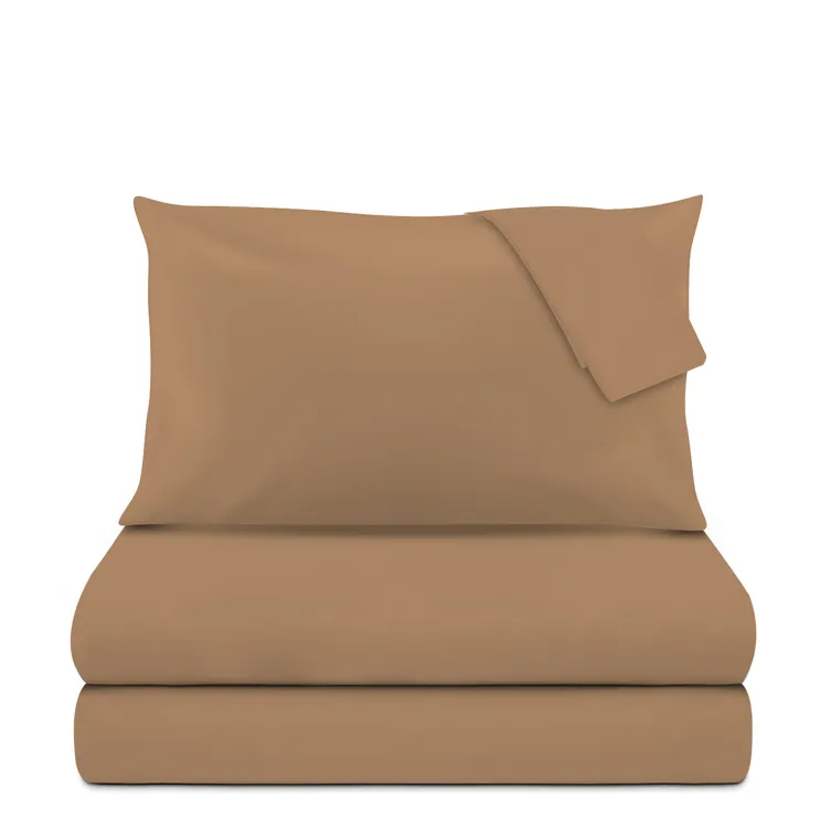 Completo letto matrimoniale cotone raso marrone