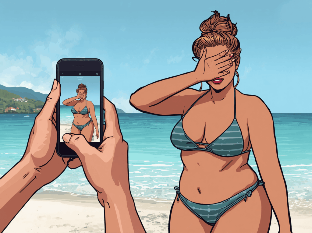 Non voglio finire nelle tue stories: quando non vuoi finire sui social delle colleghe in costume
